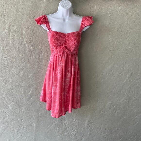 TIARE HAWAII PINK W/DOTS OFF THE SHOULDER MINI DRESS - Picture 3 of 5